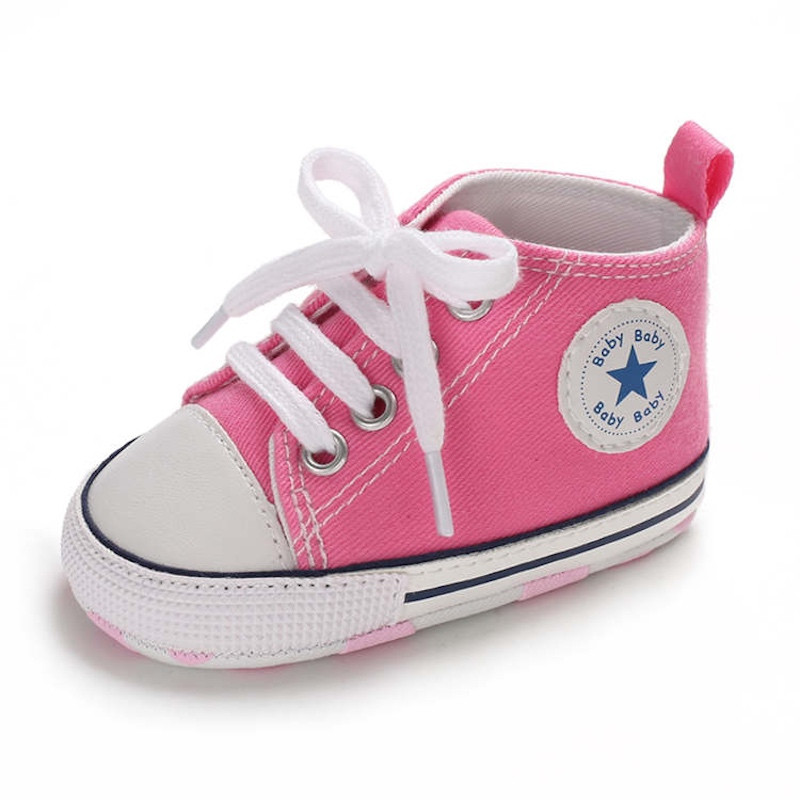 First Walker Canvas shoes crib Baby High Top Ankle shoes Girl Pink